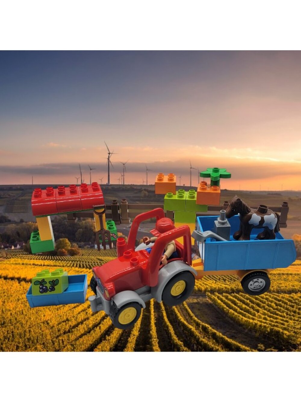 Lego Duplo  10524  Farm Tractor Rare Set - No Box- 99% complete -2014